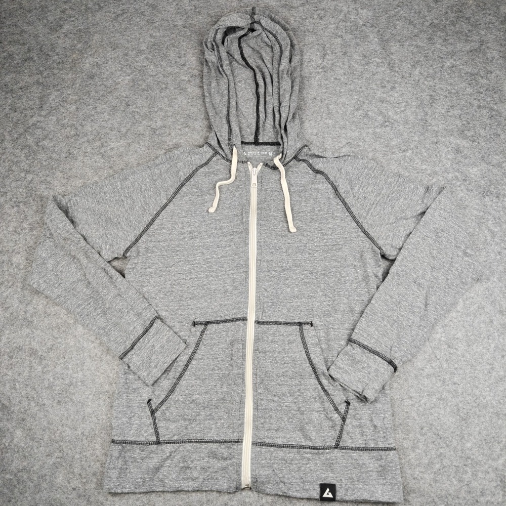 American Giant Lightweight Full Zip Hoodie Women's Medium Gray Made In USA